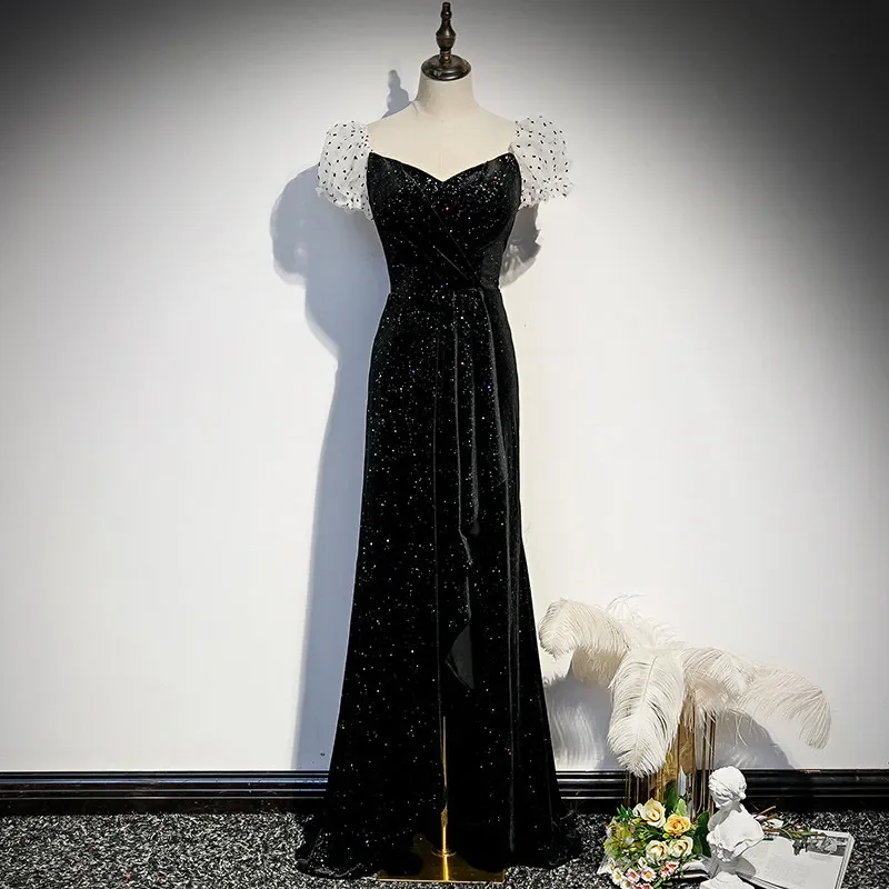 Customized Evening Dress Black Flannel Square Collar Short Sleeves Floor-Length Mermaid Plus size Party Formal Woman Gown B1618
Customized Evening Dress Black Flannel Square Collar Short Sleeves Floor-Length Mermaid Plus size Party Formal Woman Gown B1618