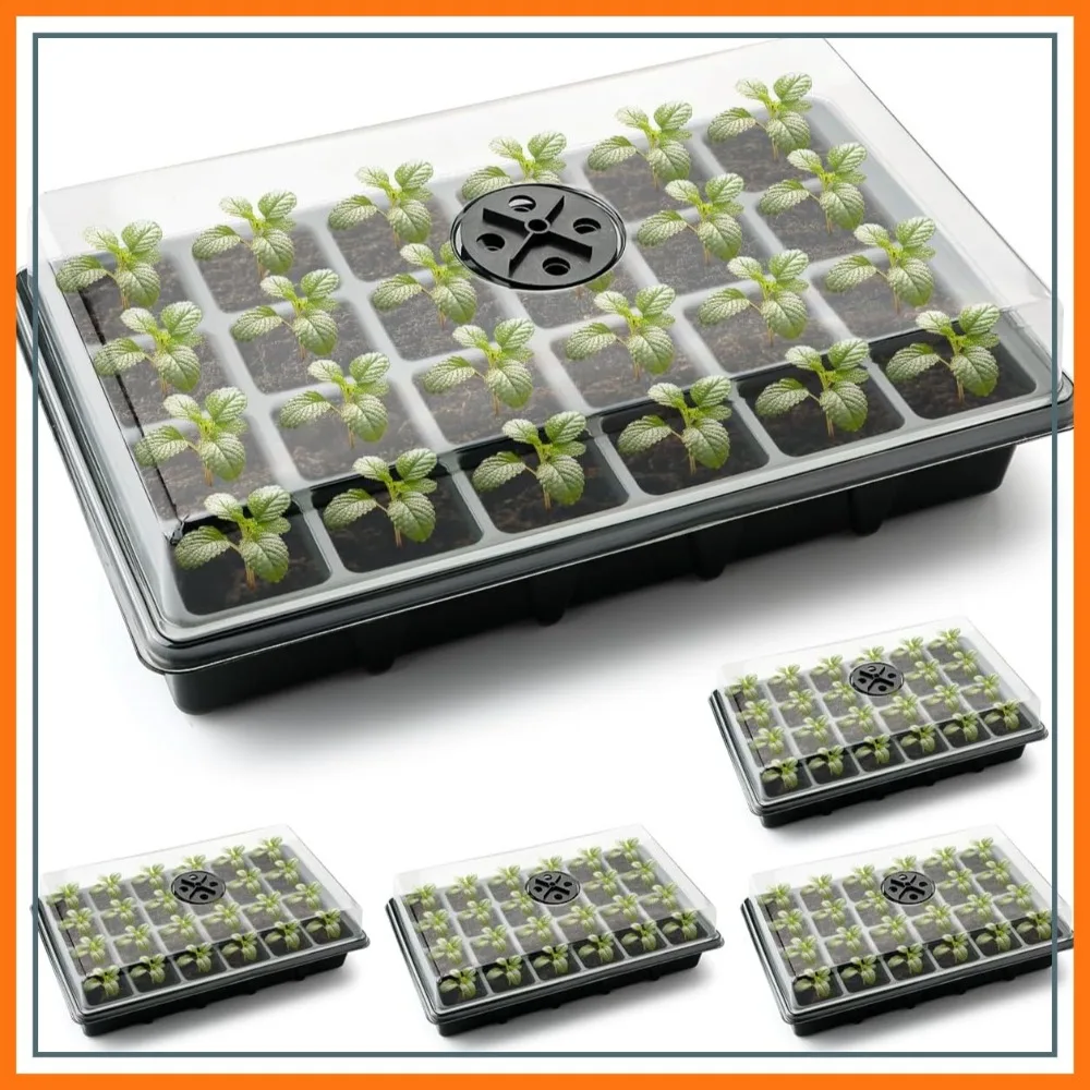 24XL Cell Seed Starter Tray with Dome, 5-Pack 2" Plug Trays (120 Cells), Humidity Vented Lid, Mini Greenhouse for Seed Germination
24XL Cell Seed Starter Tray with Dome, 5-Pack 2" Plug Trays (120 Cells), Humidity Vented Lid, Mini Greenhouse for Seed Germination