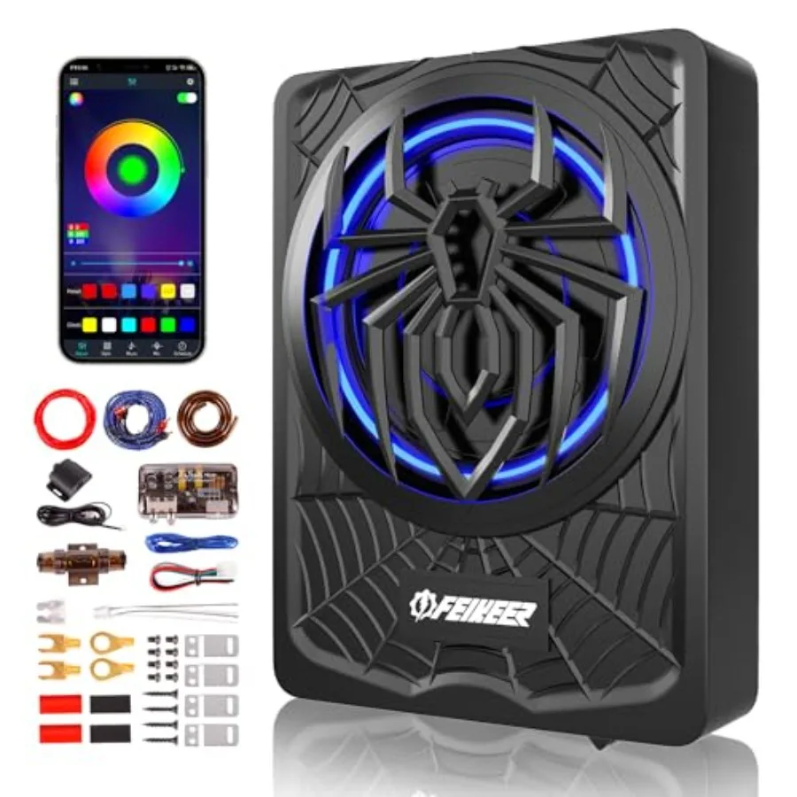 Underseat car subwoofer package: 10 1200W RGB slim subwoofer with amp, black aluminum housing, deep bass for truck/SUV/Jeep/MPV
Underseat car subwoofer package: 10 1200W RGB slim subwoofer with amp, black aluminum housing, deep bass for truck/SUV/Jeep/MPV
