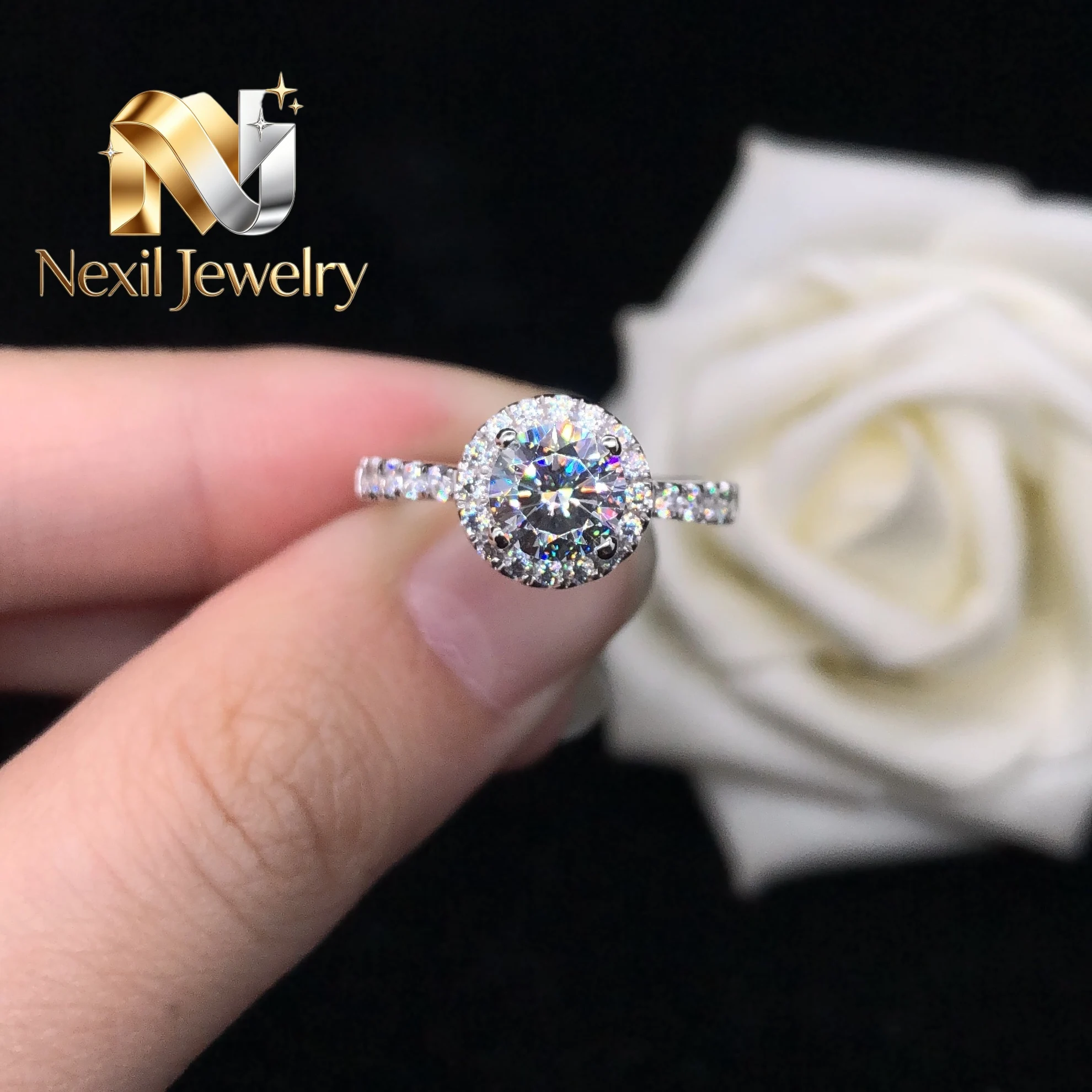 Nexil Jewelry 0.5,1,1.5Ctw 5.0,6.5,7.5mm D Moissanite Wedding Ring Propose for Women Engagement Micro Paved Platinum 950 Jewel
Nexil Jewelry 0.5,1,1.5Ctw 5.0,6.5,7.5mm D Moissanite Wedding Ring Propose for Women Engagement Micro Paved Platinum 950 Jewel