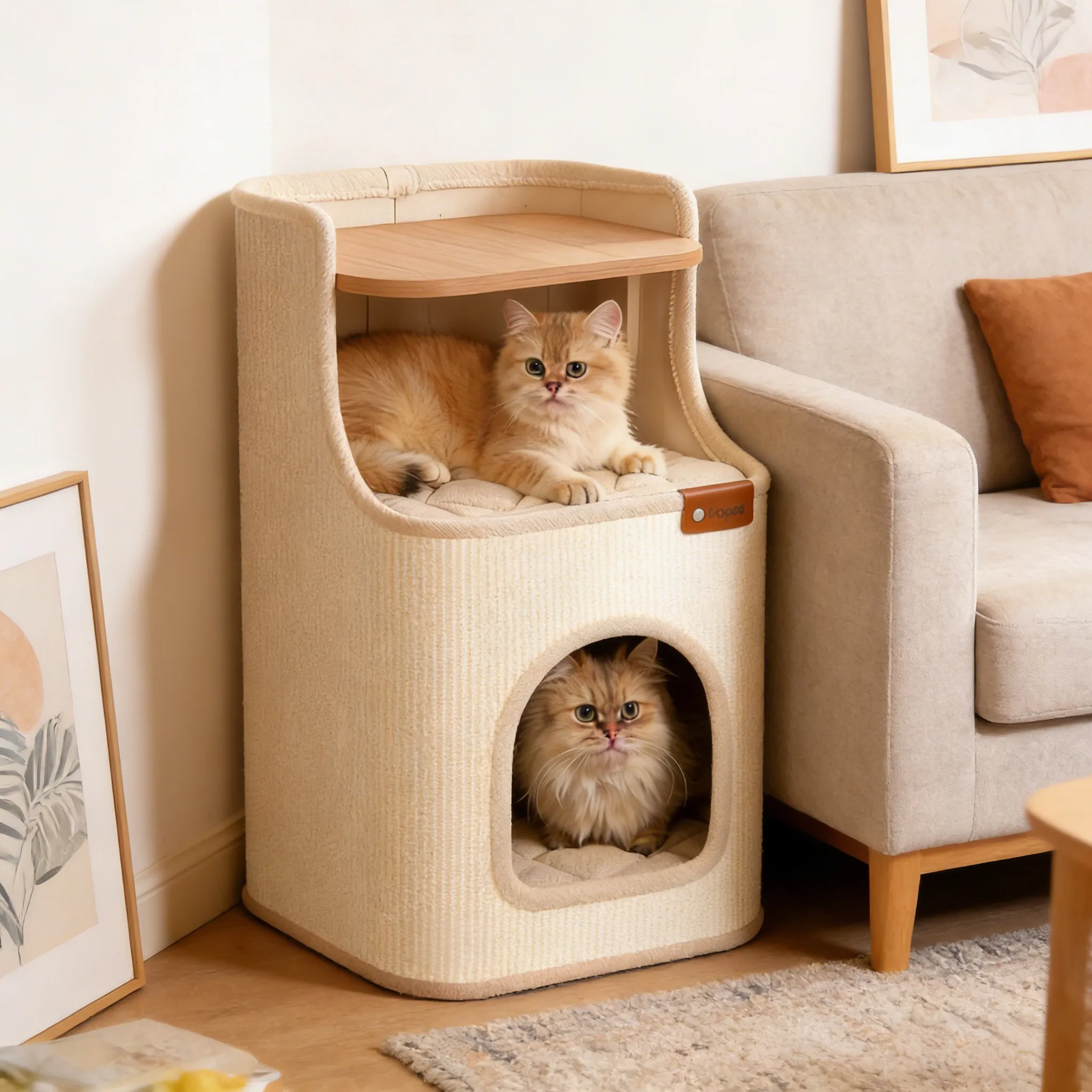 Cream Style 2 in 1 Cat Bed with Scratcher Integrated Side Table Cabinet All Season Safe Hideaway Cat House Sleep Nest
Cream Style 2 in 1 Cat Bed with Scratcher Integrated Side Table Cabinet All Season Safe Hideaway Cat House Sleep Nest