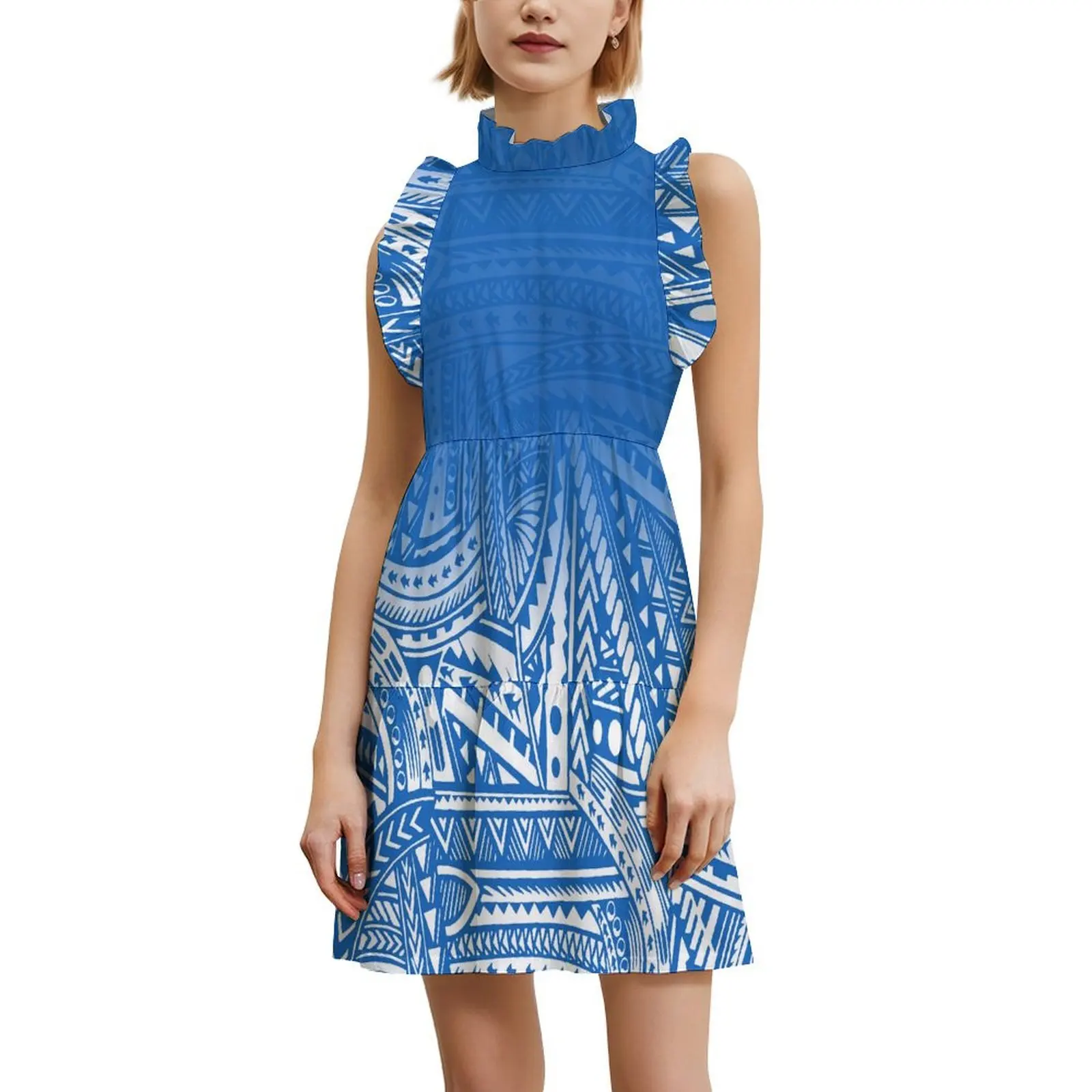 Peplum Stand Collar High Waist Dress Playful Cute Ladies Summer Mini Dress Polynesian Ladies Fashion High Quality Women'S Custom
Peplum Stand Collar High Waist Dress Playful Cute Ladies Summer Mini Dress Polynesian Ladies Fashion High Quality Women'S Custom
