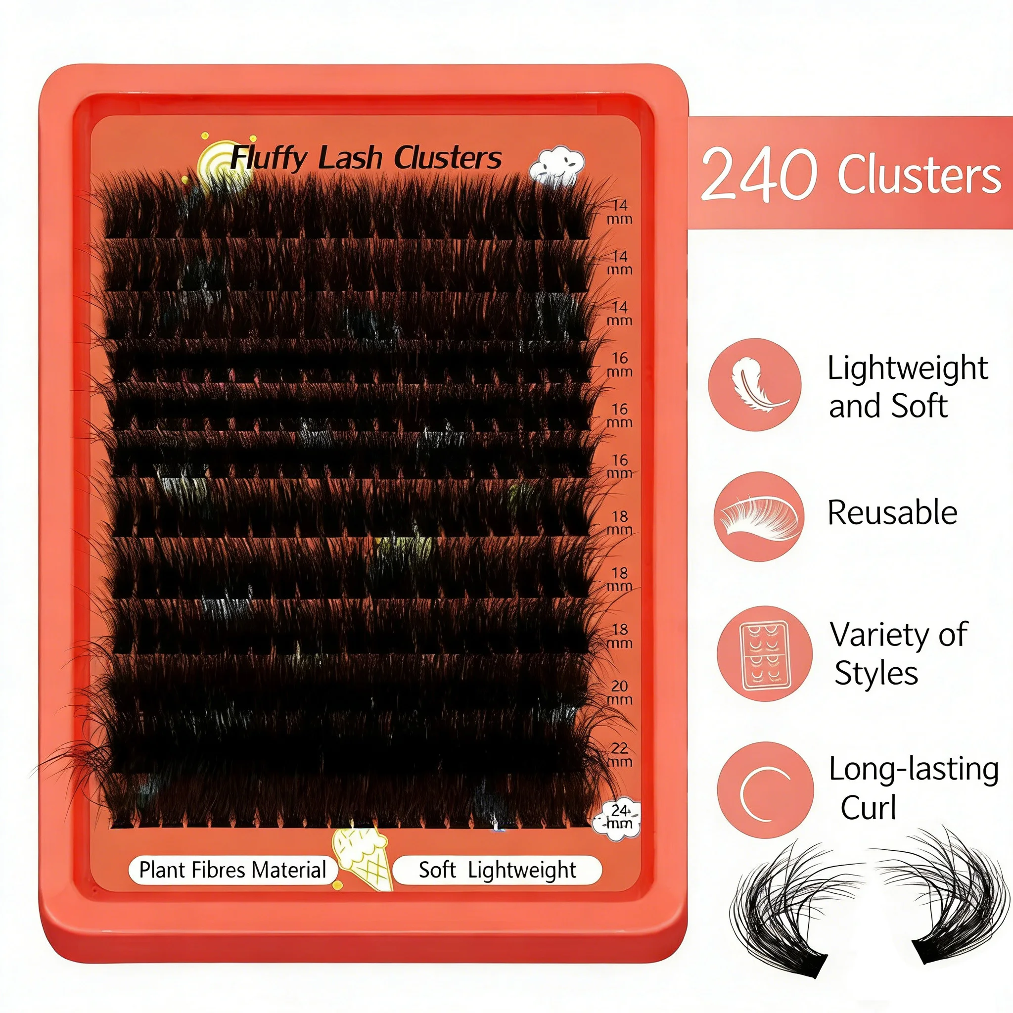 Fashionable 80D 100D 3D Fluffy Cluster Lashes 14-24mm Cruelty Free Soft Premium PBT Fiber DIY Pre Cut Lashes Comfortable Wear
Fashionable 80D 100D 3D Fluffy Cluster Lashes 14-24mm Cruelty Free Soft Premium PBT Fiber DIY Pre Cut Lashes Comfortable Wear