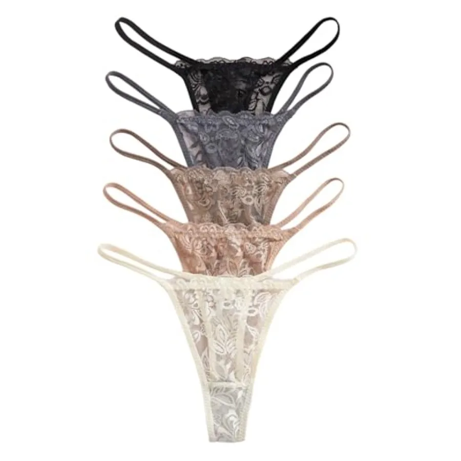 SHENHE Women's 5 Pack Lace G-sting Thongs Low Rise Sexy T Back Thong Panties Underwear
SHENHE Women's 5 Pack Lace G-sting Thongs Low Rise Sexy T Back Thong Panties Underwear
