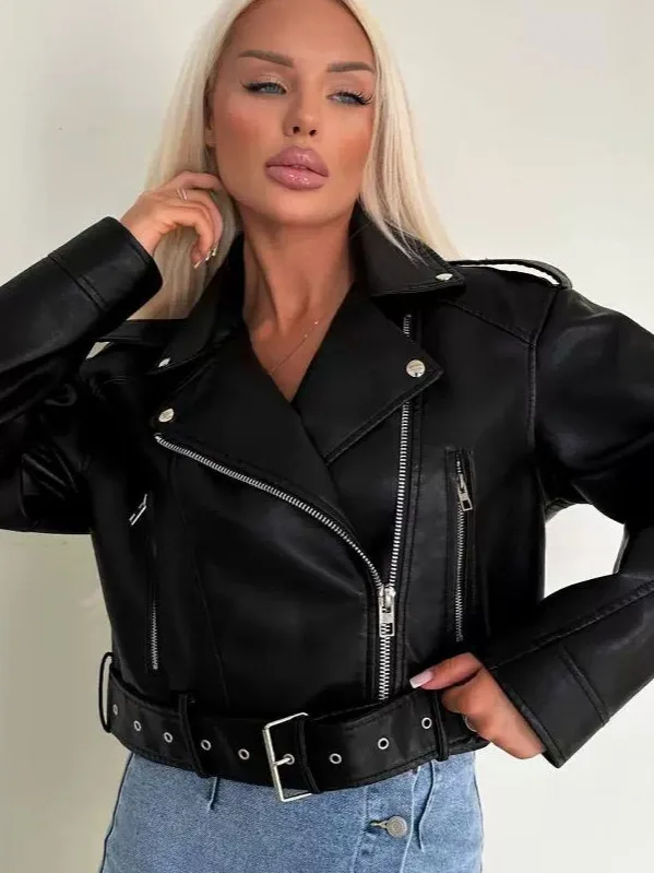 Retro Motorcycle Leather Jaet ort Coat Women's Long Sve Casual Sle Polyester Fabric Winter Outdoor Faion
Retro Motorcycle Leather Jaet ort Coat Women's Long Sve Casual Sle Polyester Fabric Winter Outdoor Faion