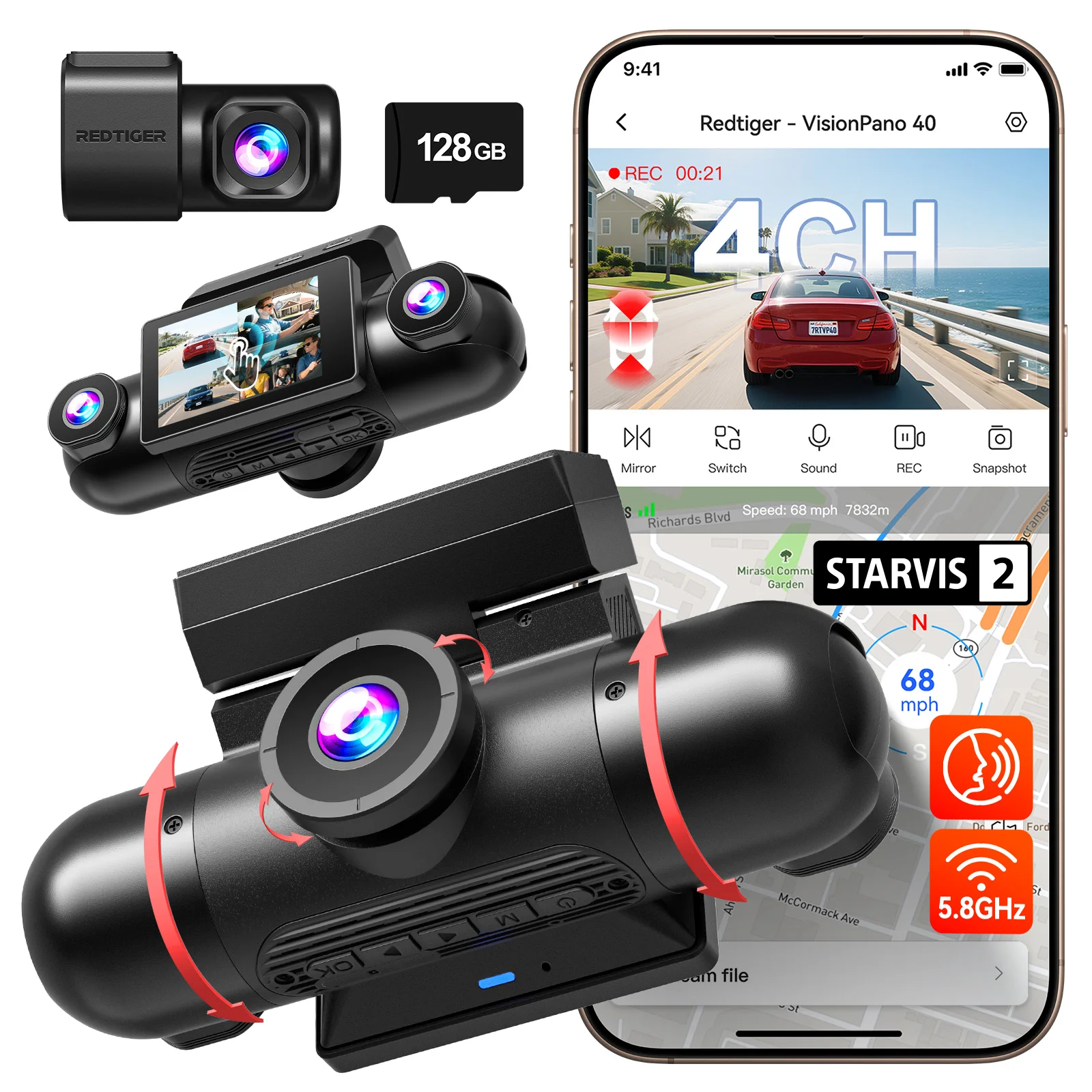 REDTIGER Distributor VP40 2.5K*2+1080P*2 Dash Cam Dual STARVIS 2 5.8GHz WiFi Driving Recorder Night Vision GPS Car Black Box
REDTIGER Distributor VP40 2.5K*2+1080P*2 Dash Cam Dual STARVIS 2 5.8GHz WiFi Driving Recorder Night Vision GPS Car Black Box