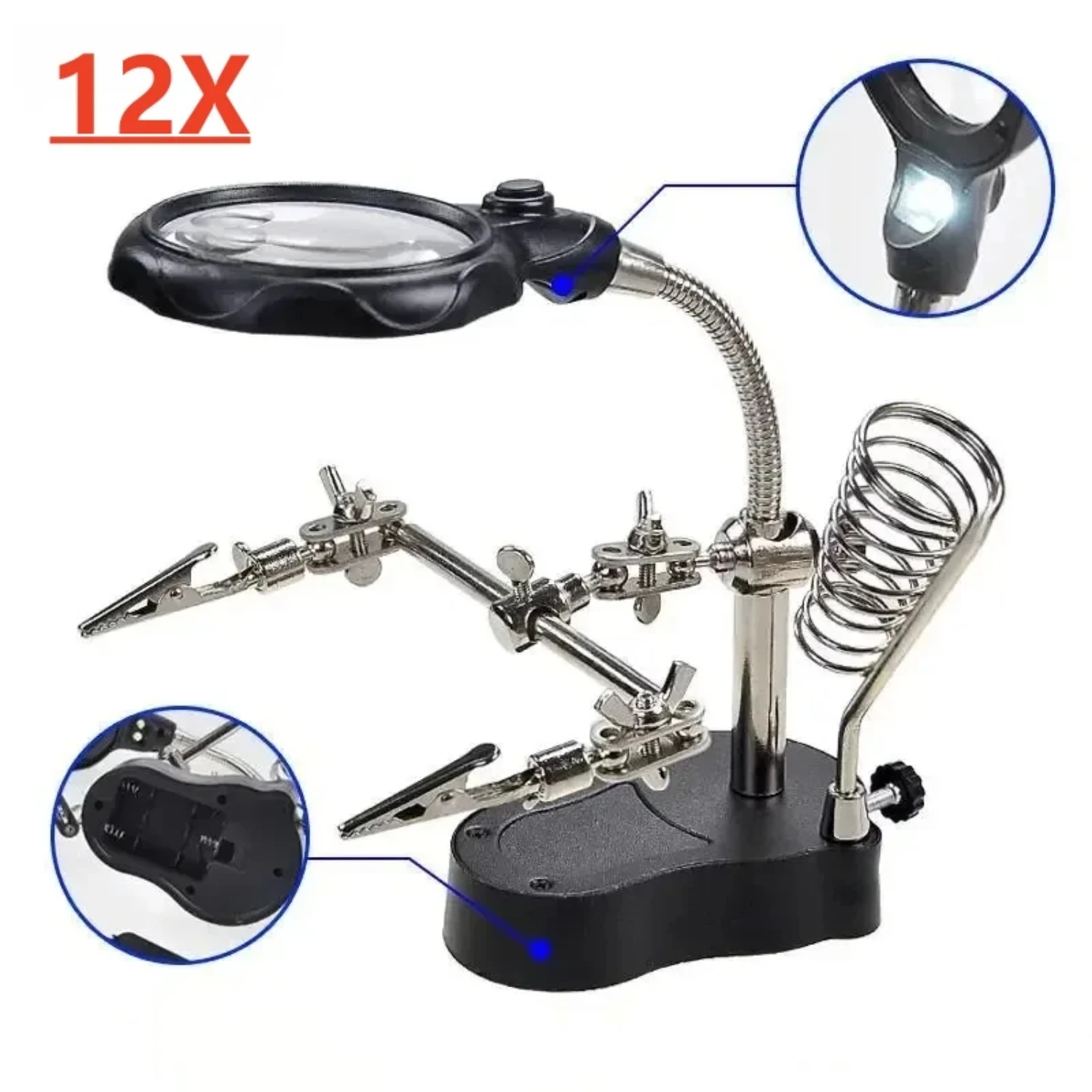 3.5X 12X Welding Auxiliary Clip Magnifier Soldering Iron Circuit Board Magnifying Glass Bracket Tools
3.5X 12X Welding Auxiliary Clip Magnifier Soldering Iron Circuit Board Magnifying Glass Bracket Tools