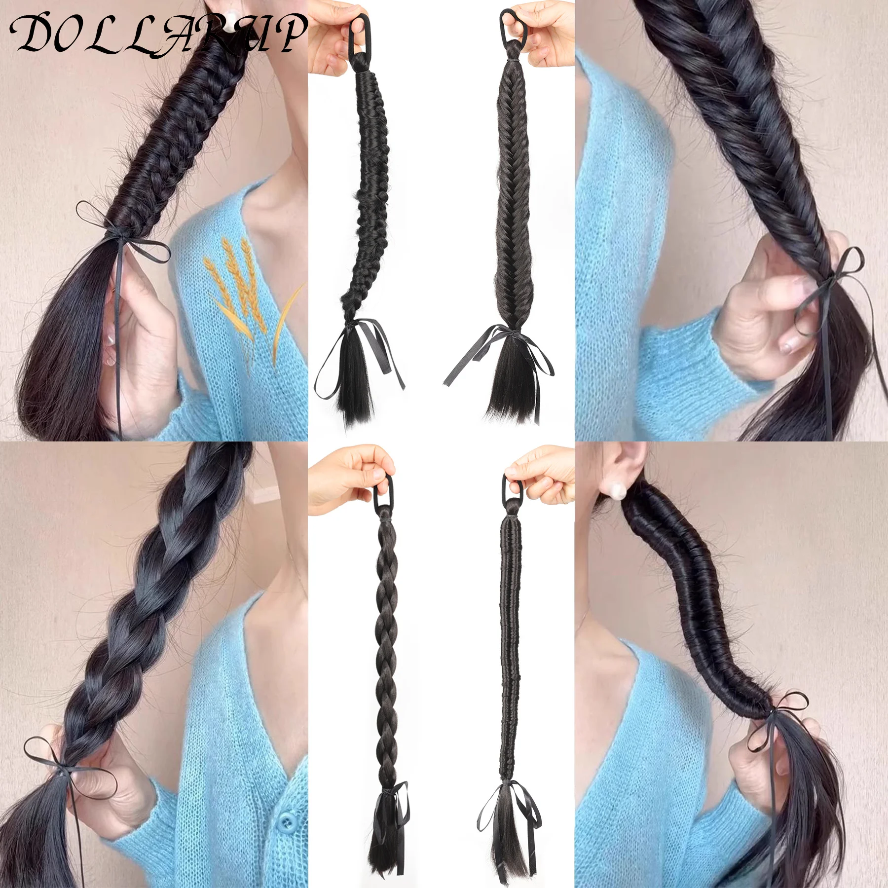 DOLL Synthetic Braided Twist Braids ponytail Hair Extension Black Natural Wig Long Ponytail Hair Band Rubber Band Women's Wig
DOLL Synthetic Braided Twist Braids ponytail Hair Extension Black Natural Wig Long Ponytail Hair Band Rubber Band Women's Wig