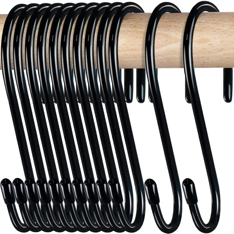 HiGift 24 Pack S Hooks for Hanging, 4-1/2 inch Large Black Vinyl Coated Metal S Shaped Hooks Heavy Duty, Non Slip Rust-Free Clos
HiGift 24 Pack S Hooks for Hanging, 4-1/2 inch Large Black Vinyl Coated Metal S Shaped Hooks Heavy Duty, Non Slip Rust-Free Clos