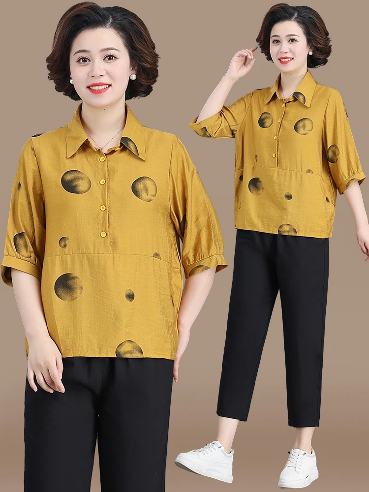 Fashionable Cotton Linen Shirt Mom Set Autumn Wear Casual Sportswear T-Shirt for Middle-Aged Women Loose Fit Nine-Piece Pants
Fashionable Cotton Linen Shirt Mom Set Autumn Wear Casual Sportswear T-Shirt for Middle-Aged Women Loose Fit Nine-Piece Pants