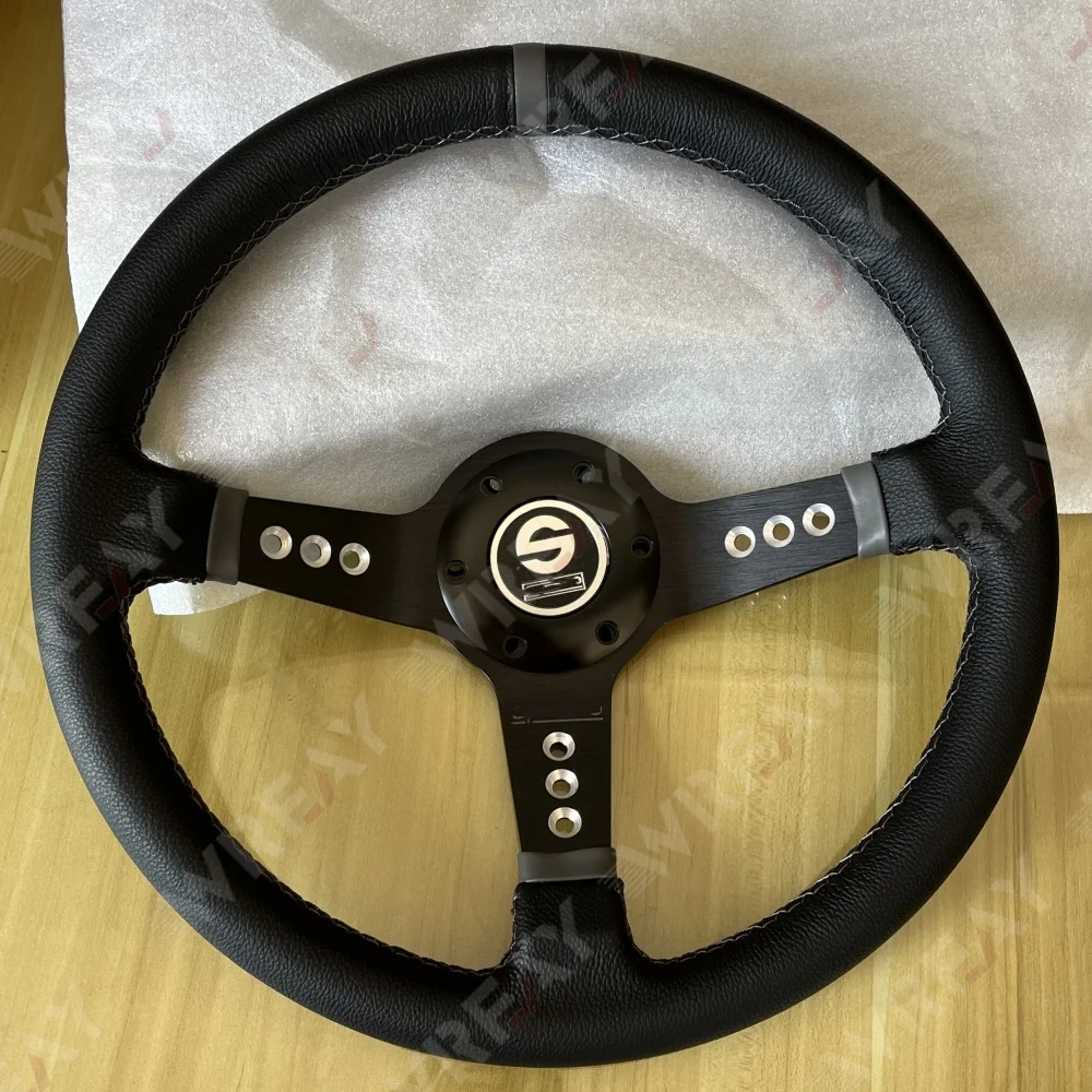 Car Leather Black Bracket Steering Wheel Deep Nine Holes- Disc Drift-Gray ring 14inch
Car Leather Black Bracket Steering Wheel Deep Nine Holes- Disc Drift-Gray ring 14inch