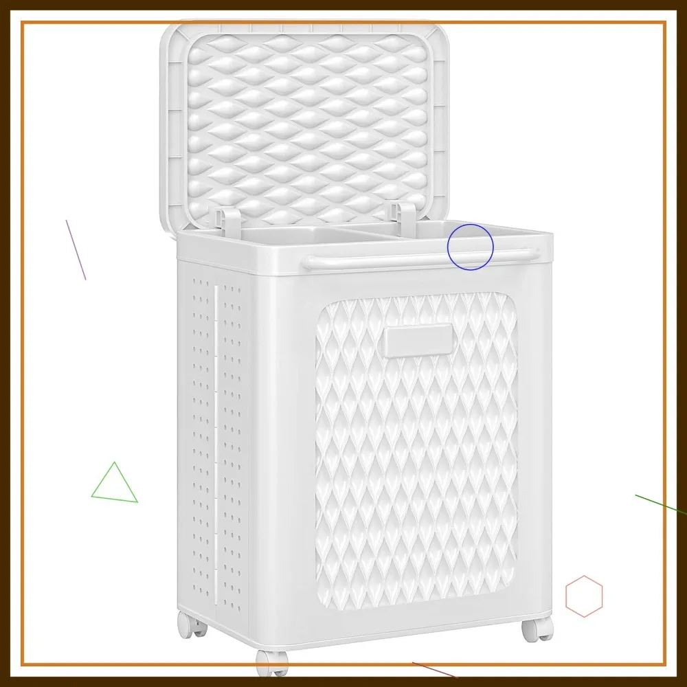 Foldable Rolling Laundry Hamper with Wheels & Lid, Dual Compartment Storage Basket for Small Spaces, White
Foldable Rolling Laundry Hamper with Wheels & Lid, Dual Compartment Storage Basket for Small Spaces, White