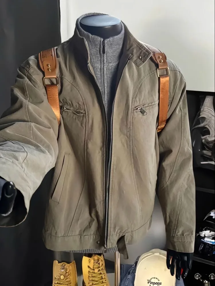 Khaki Zipper Bot Detroit Waed Denim Jaet Men Spring Vintage Stand Collar ort Sle Workwear Jaet Youth Faion
Khaki Zipper Bot Detroit Waed Denim Jaet Men Spring Vintage Stand Collar ort Sle Workwear Jaet Youth Faion