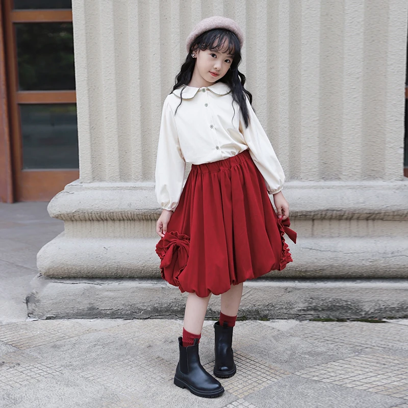 Girls Suit Velvet Lapel Long-Sleeved Top Girl Shirt Lantern Bow Half Skirt Christmas and New Year Dress Two-Piece Set for Older Children
Girls Suit Velvet Lapel Long-Sleeved Top Girl Shirt Lantern Bow Half Skirt Christmas and New Year Dress Two-Piece Set for Older Children