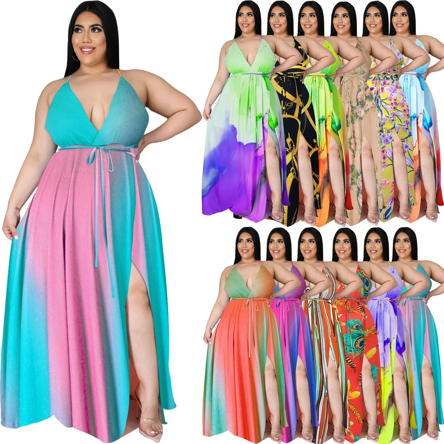 Sexy Womens Dresses Sling Printing Plus V-Neck Loose Size Backless Dress Maxi Plus Size Dress Chiffon Prom Holiday Dress
Sexy Womens Dresses Sling Printing Plus V-Neck Loose Size Backless Dress Maxi Plus Size Dress Chiffon Prom Holiday Dress