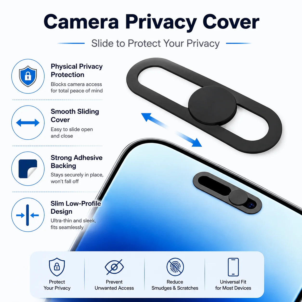For iPhone Camera Privacy Cover, Sliding Lens Protector, Strong Adhesive, No Face ID Block, for iPhone 14/15 Series, Black
For iPhone Camera Privacy Cover, Sliding Lens Protector, Strong Adhesive, No Face ID Block, for iPhone 14/15 Series, Black