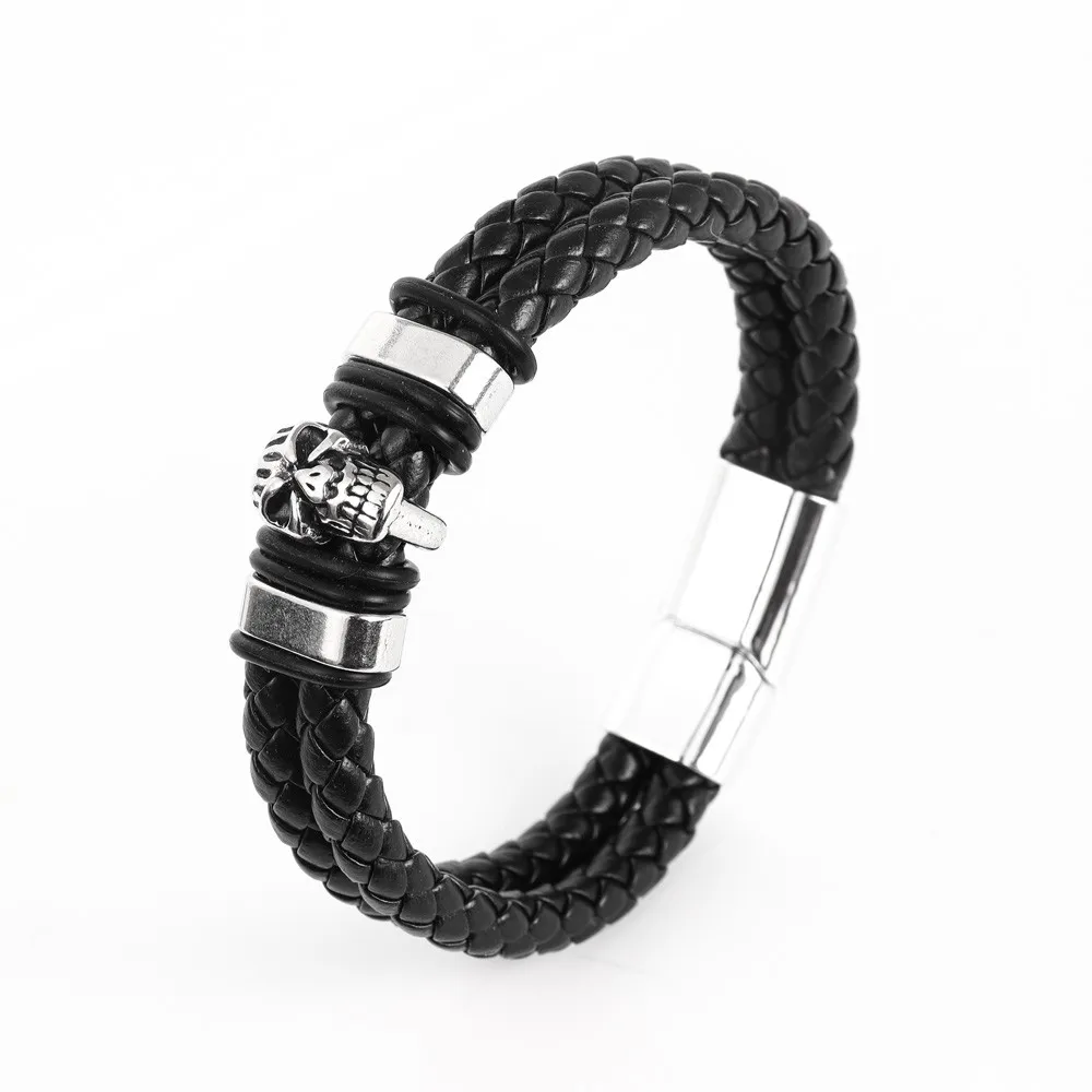 Vintage Multi-Layer Leather Woven Skull Bracelet Charm Magnetic Buckle Men's Bracelet New Hip Hop Punk Jewelry Accessory Gift
Vintage Multi-Layer Leather Woven Skull Bracelet Charm Magnetic Buckle Men's Bracelet New Hip Hop Punk Jewelry Accessory Gift