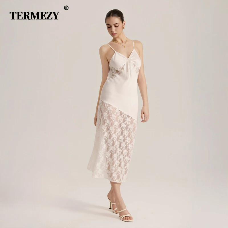 TERMEZY Women Sexy Lace Panels Satin Nightgown Sexy Elegant Solid Color Mesh Maxi Lingerie Silky Transparent Backless Nightdress
TERMEZY Women Sexy Lace Panels Satin Nightgown Sexy Elegant Solid Color Mesh Maxi Lingerie Silky Transparent Backless Nightdress