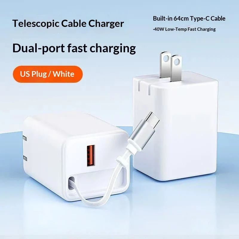 40w Magnetic Retractable Cable Type C Fast Charger Dual Port Fast Charging Adapter For Various Types Phone 16 Home Travel
40w Magnetic Retractable Cable Type C Fast Charger Dual Port Fast Charging Adapter For Various Types Phone 16 Home Travel