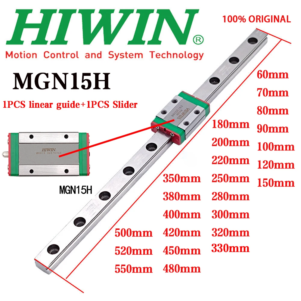 NEW HIWIN Original Genuine MGN15 Linear Rail 60 70 80 90 100 150 200 300 400 450-550mm MGN15 Linear Guide + MGN15H Slider Block
NEW HIWIN Original Genuine MGN15 Linear Rail 60 70 80 90 100 150 200 300 400 450-550mm MGN15 Linear Guide + MGN15H Slider Block
