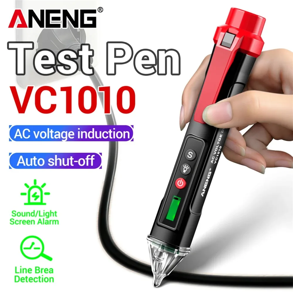 ANENG VC1010 Non Contact Voltage Tester 12V-1000V AC Voltage NCV Detection Live Wire Test CE Certified Electrician Repair Tools
ANENG VC1010 Non Contact Voltage Tester 12V-1000V AC Voltage NCV Detection Live Wire Test CE Certified Electrician Repair Tools