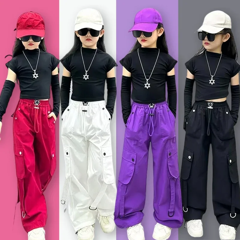 Jazz Dance Children Costume Girl Kpop Stage Outfit Black Tops Purple Shuffle Pants White Hip Hop Dancewear Street Dancewear
Jazz Dance Children Costume Girl Kpop Stage Outfit Black Tops Purple Shuffle Pants White Hip Hop Dancewear Street Dancewear