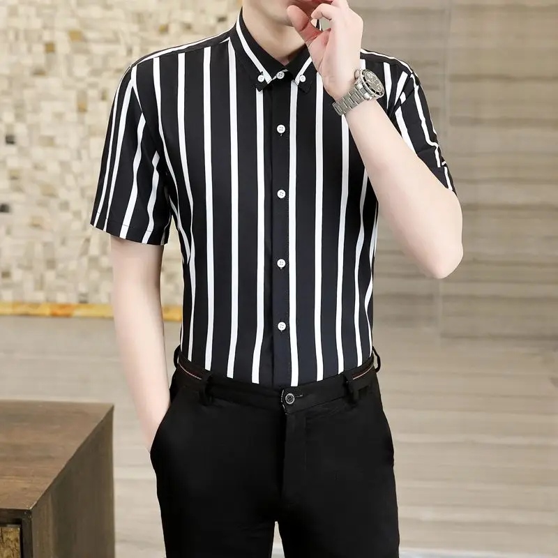 Men's Summer Casual Business Striped Short Sleeve Shirt with Non Iron Anti Wrinkle Stretch Fabric for Trendy Stylish Comfort
Men's Summer Casual Business Striped Short Sleeve Shirt with Non Iron Anti Wrinkle Stretch Fabric for Trendy Stylish Comfort