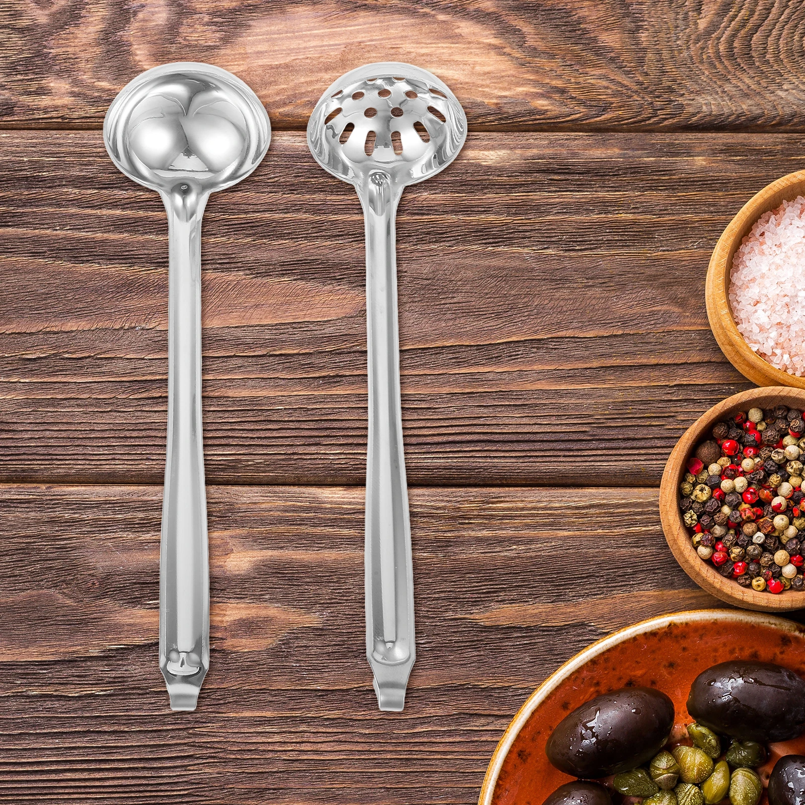2pcs Stainless Steel Gravy Ladle Hook Handle Soup Spoon Hot Pot Serving Skimmer Compact Portable Salad Dressing Ladle
2pcs Stainless Steel Gravy Ladle Hook Handle Soup Spoon Hot Pot Serving Skimmer Compact Portable Salad Dressing Ladle