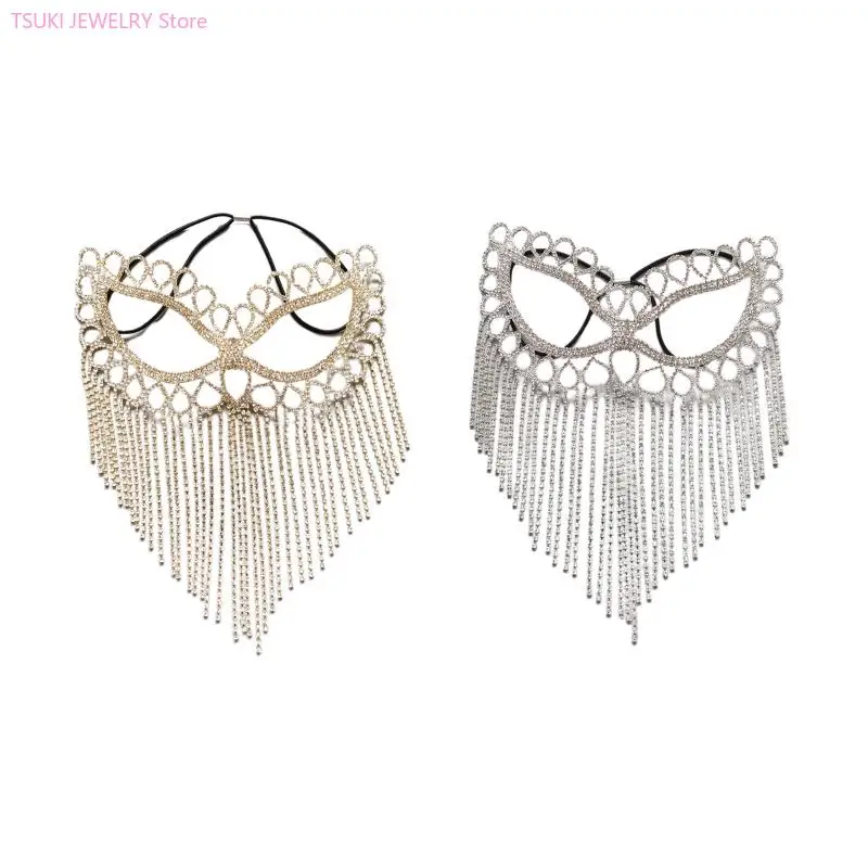 62KE Rhinestones for Cat Eye Mask Sparkly Tassel Pendant Veil Mask with Elastic Band Masquerade Hair Jewelry Crystal Headwear
62KE Rhinestones for Cat Eye Mask Sparkly Tassel Pendant Veil Mask with Elastic Band Masquerade Hair Jewelry Crystal Headwear