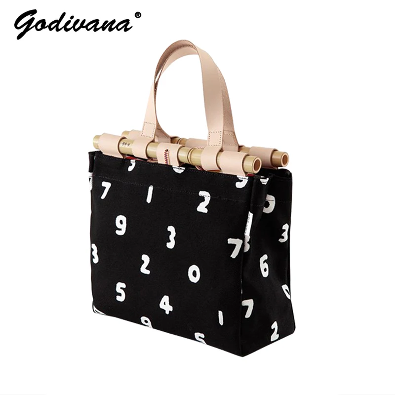 Japanese Style Bamboo Digital Handbag Female Casual Large Capacity Bamboo Handle Canvas Bag Versatile Tote Bags for Women
Japanese Style Bamboo Digital Handbag Female Casual Large Capacity Bamboo Handle Canvas Bag Versatile Tote Bags for Women