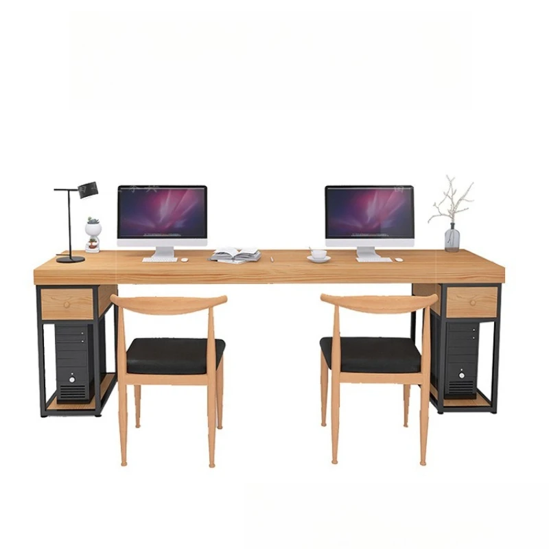 Work table and chair combination against the wall Couple desktop computer desk Simple desk
Work table and chair combination against the wall Couple desktop computer desk Simple desk