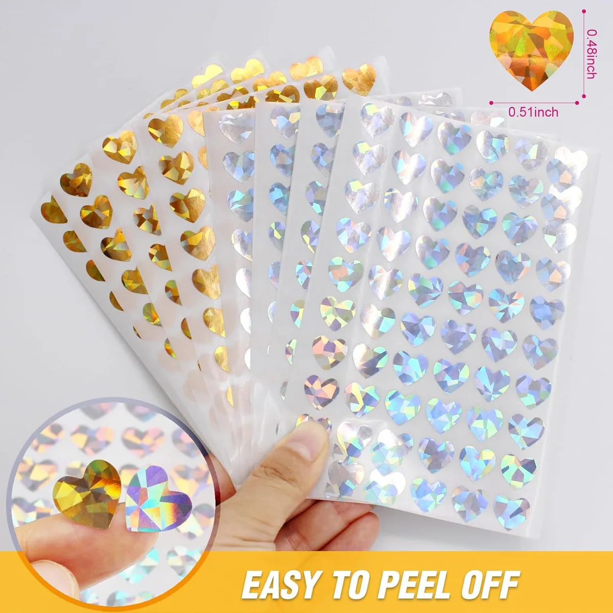 600Pcs/10Sheets Laser Love Heart Stickers Glitter Self-Adhesive Heart Labels for Student Planner Scrapbook DIY Decoration
600Pcs/10Sheets Laser Love Heart Stickers Glitter Self-Adhesive Heart Labels for Student Planner Scrapbook DIY Decoration