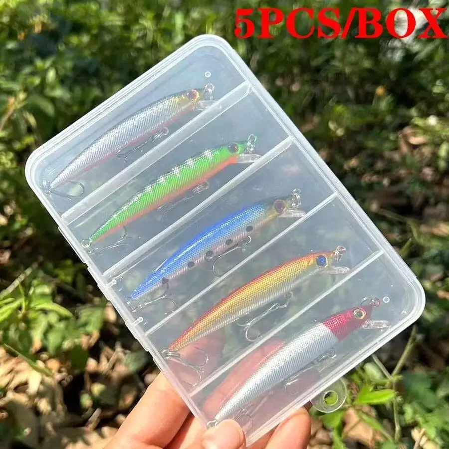 5pcs/Box 3D Bionic Minnow Fishing Lure Artificial Hard Bait With Treble Hook - Perfect For Catching More Fish
5pcs/Box 3D Bionic Minnow Fishing Lure Artificial Hard Bait With Treble Hook - Perfect For Catching More Fish