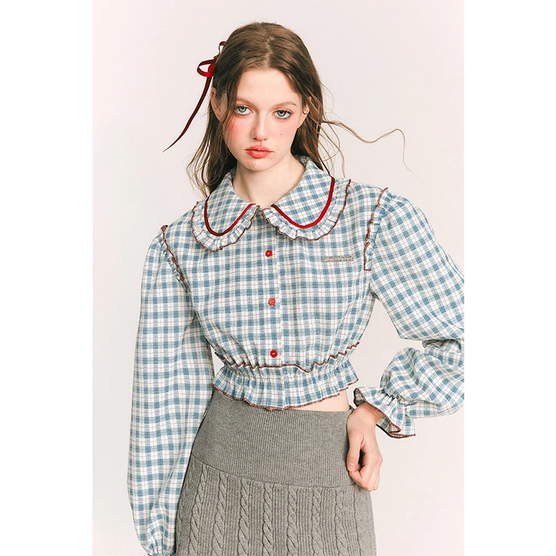 MEXZT Vintage Plaid Shirts Women Y2K Harajuku Cropped Patchwork Blouses Ladies Korean Kawaii Peter Pan Collar Long Sleeve Tops
MEXZT Vintage Plaid Shirts Women Y2K Harajuku Cropped Patchwork Blouses Ladies Korean Kawaii Peter Pan Collar Long Sleeve Tops