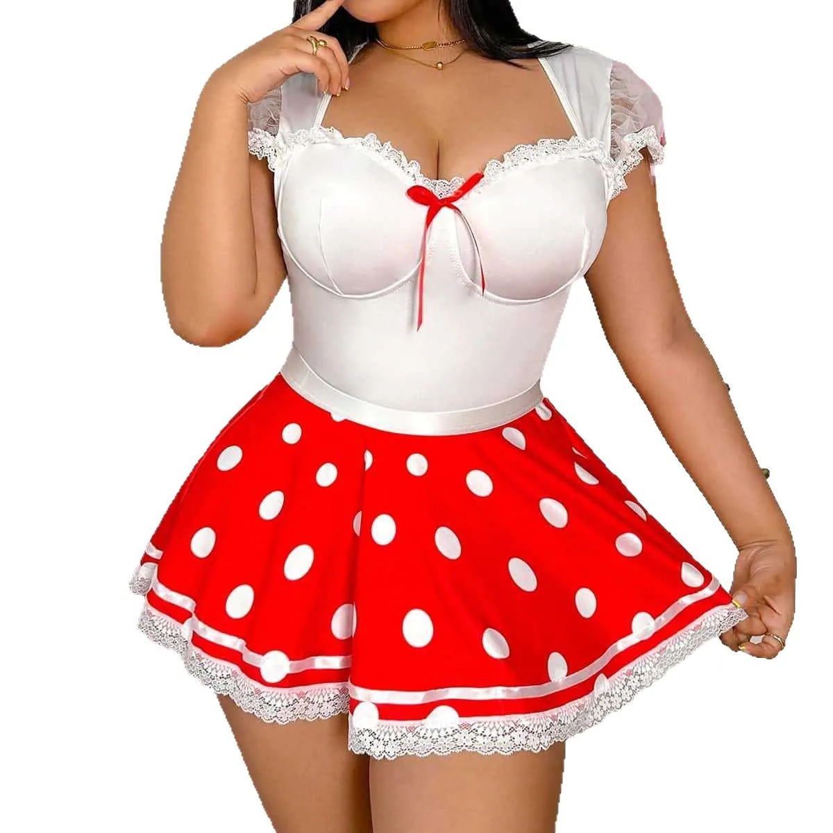 Wholesale Women's Sexy Roleplay Maid Uniform Adult Lady Plus Size Cosplay Sweet Dress Large Size Cute Dot Outfits
Wholesale Women's Sexy Roleplay Maid Uniform Adult Lady Plus Size Cosplay Sweet Dress Large Size Cute Dot Outfits