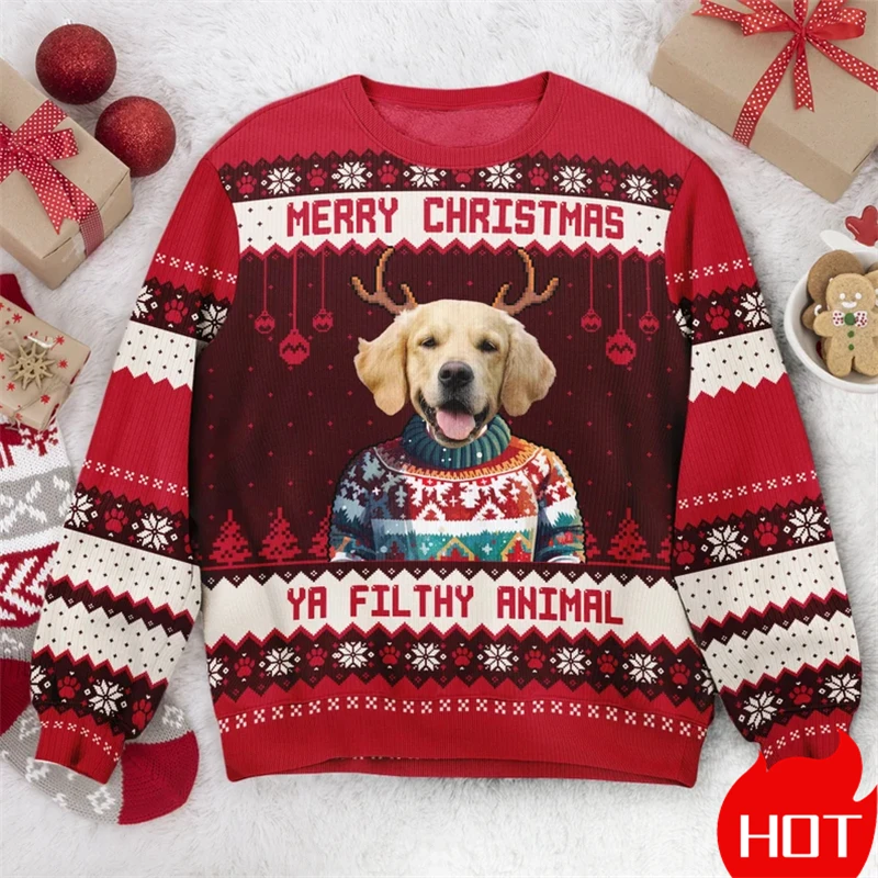 Customize Photo 3D Print Photos Ugly Christmas Sweater Unisex Personalized Pet Cat Dog Photo Sweatshirt Custom Face Pullover
Customize Photo 3D Print Photos Ugly Christmas Sweater Unisex Personalized Pet Cat Dog Photo Sweatshirt Custom Face Pullover