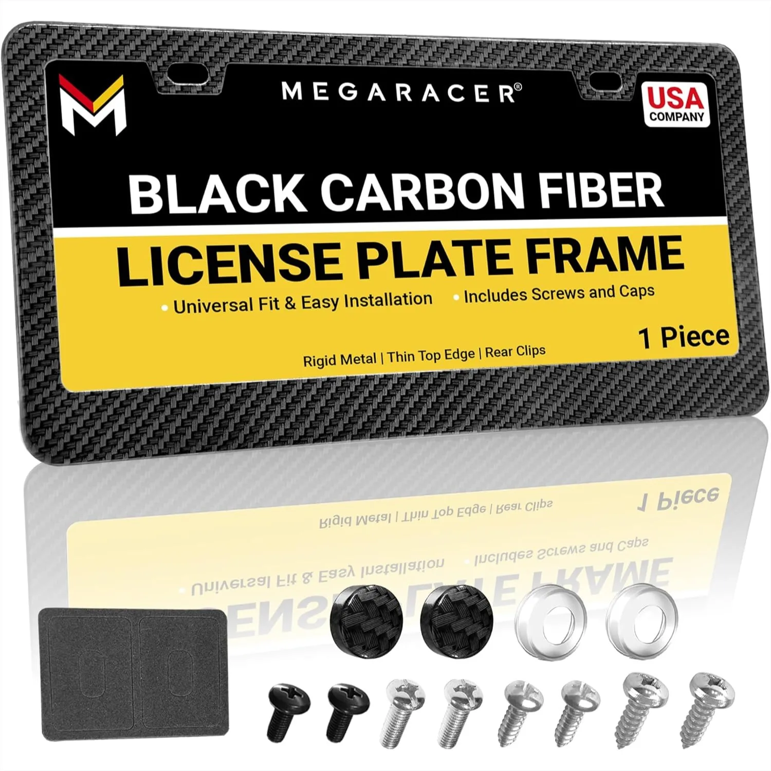 Slim Carbon Fiber License Plate Frame, Rust-Proof Stainless Steel, Rattle-Free with Screw Caps for Car
Slim Carbon Fiber License Plate Frame, Rust-Proof Stainless Steel, Rattle-Free with Screw Caps for Car