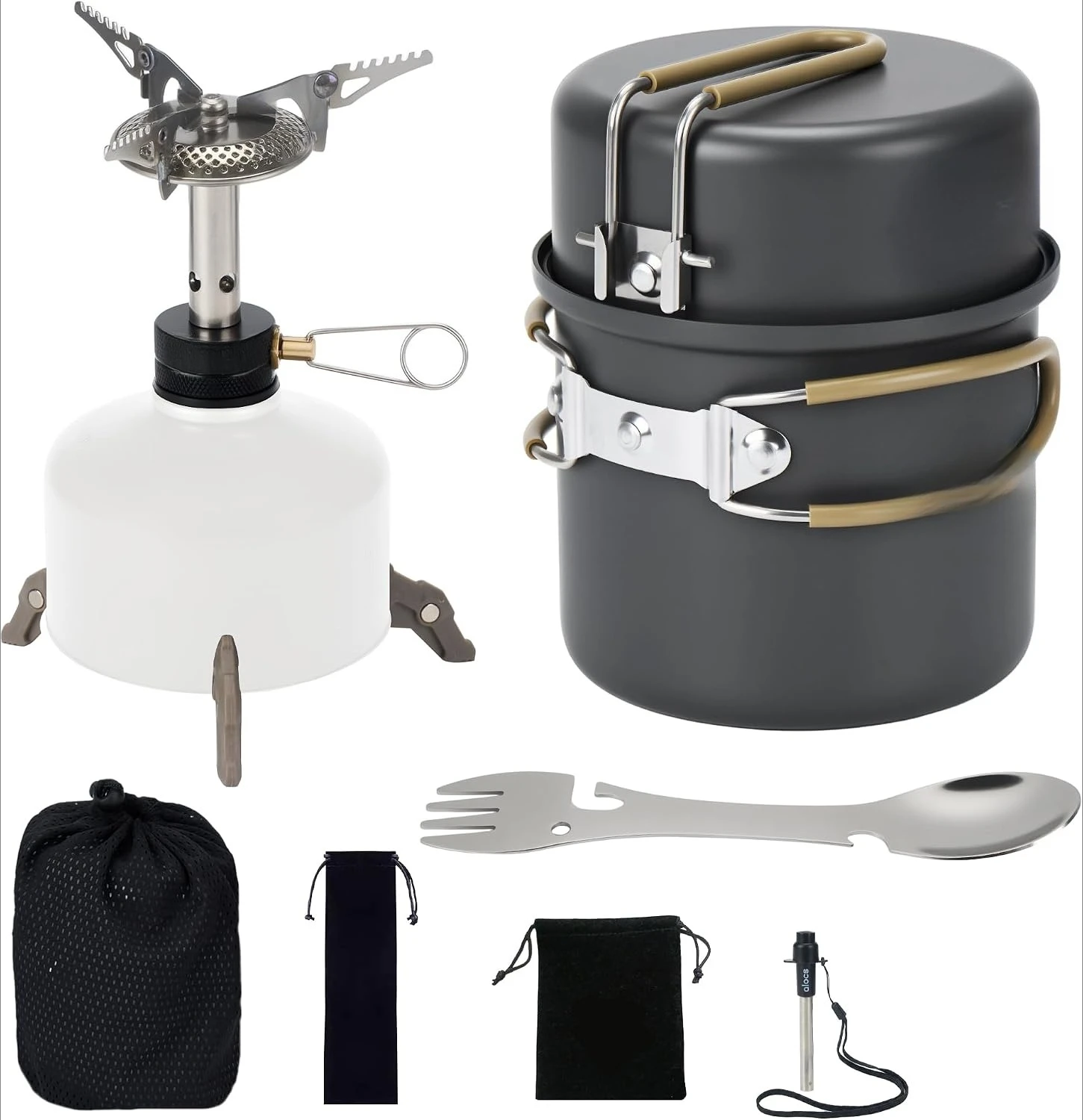Lightweight Non Stick 9Pcs Camping Cookware Mess Kit With 3200W Backpacking Stove Gas Can Support Igniter 5 In 1 Spork For Solo Outdoor Camping Hiking Picnic
Lightweight Non Stick 9Pcs Camping Cookware Mess Kit With 3200W Backpacking Stove Gas Can Support Igniter 5 In 1 Spork For Solo Outdoor Camping Hiking Picnic