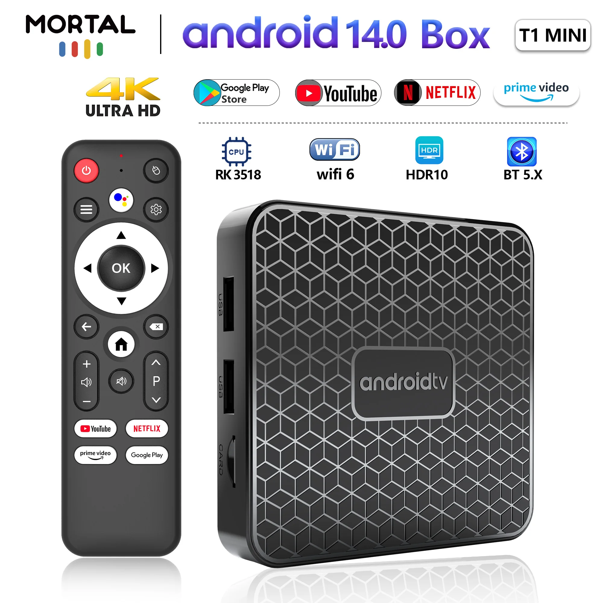 Android 14.0 TV BOX TI MINI CPU RK3518 Support WIFI 6 BT 5.X 4K Youtube Google Play Netflix DC 5V/2A High Definition Set Top Box
Android 14.0 TV BOX TI MINI CPU RK3518 Support WIFI 6 BT 5.X 4K Youtube Google Play Netflix DC 5V/2A High Definition Set Top Box