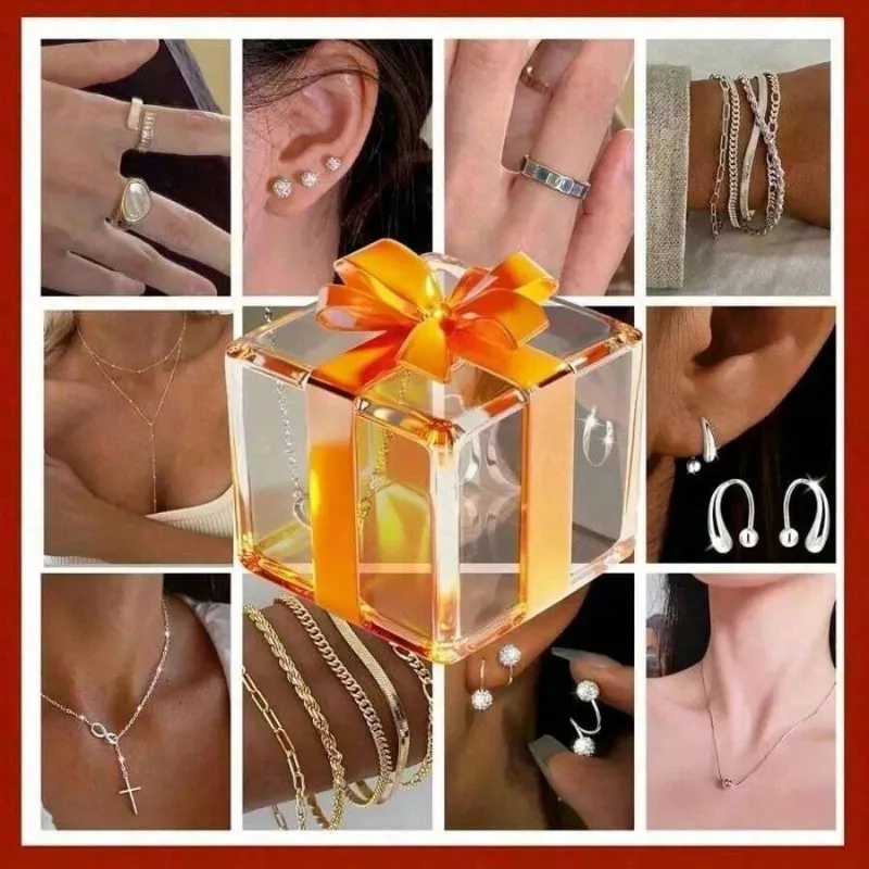 Silver Tone Minimalist Jewelry Mystery Box Random Necklace Earrings Ring Bracelet Assorted Stack Jewelry Surprise Blind Box Lucky Grab Bag Elegant Jewelry Gift Box For Women Girls
Silver Tone Minimalist Jewelry Mystery Box Random Necklace Earrings Ring Bracelet Assorted Stack Jewelry Surprise Blind Box Lucky Grab Bag Elegant Jewelry Gift Box For Women Girls