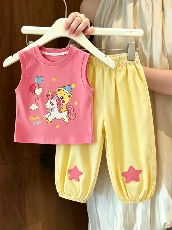 Girls Summer Cartoon Star Person Vest Set Casual Thin Loose Anti-Mosquito Pants Two Piece Set Fashionable Lightweight
Girls Summer Cartoon Star Person Vest Set Casual Thin Loose Anti-Mosquito Pants Two Piece Set Fashionable Lightweight