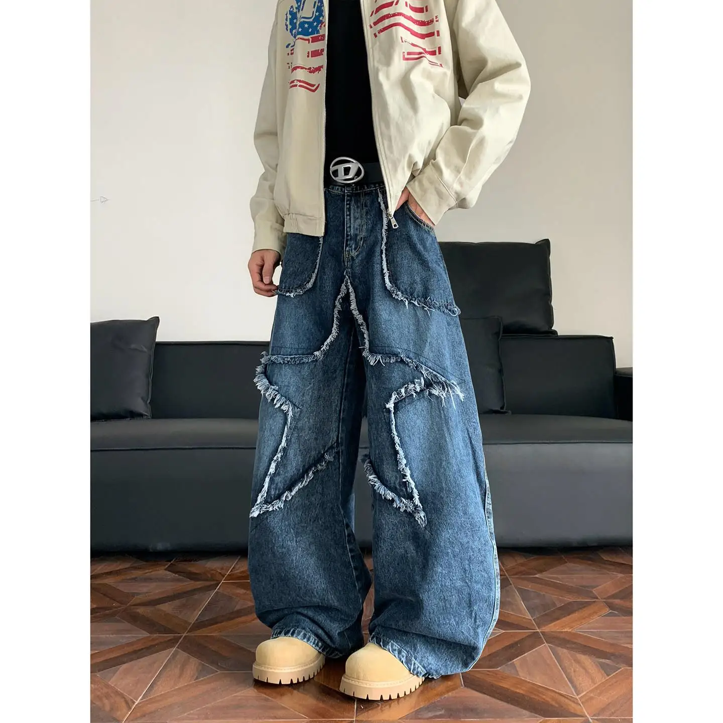 Retro Washed Loose Fit Men's Denim Jeans Heavyweight Tassel Detailing Hip Hop Style Straight Leg Casual Trousers
Retro Washed Loose Fit Men's Denim Jeans Heavyweight Tassel Detailing Hip Hop Style Straight Leg Casual Trousers