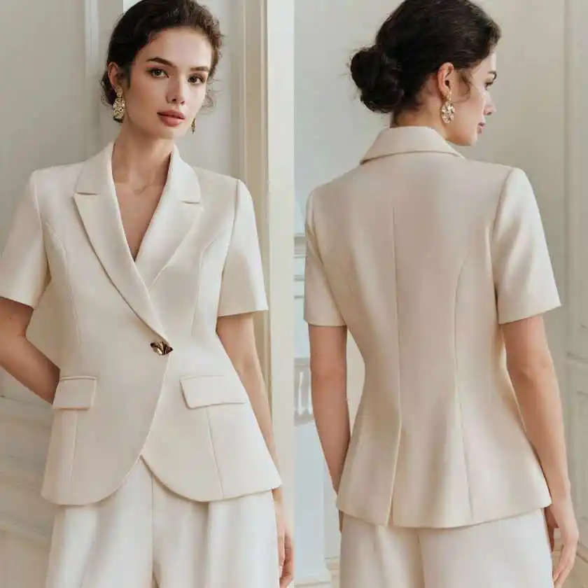 Classic Pearls Women's Suit 2 Piece Jacket Pants Double Breasted Decal Beaded Formal Occasion Party Banquet Clothing Customized
Classic Pearls Women's Suit 2 Piece Jacket Pants Double Breasted Decal Beaded Formal Occasion Party Banquet Clothing Customized