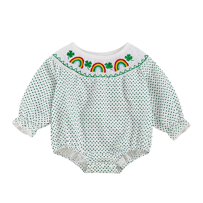 Newborn Baby Girl St Patricks Day Outfit Clover Long Sleeve Smocked Bubble Romper Jumpsuit Bodysuit Irish Clothes
Newborn Baby Girl St Patricks Day Outfit Clover Long Sleeve Smocked Bubble Romper Jumpsuit Bodysuit Irish Clothes