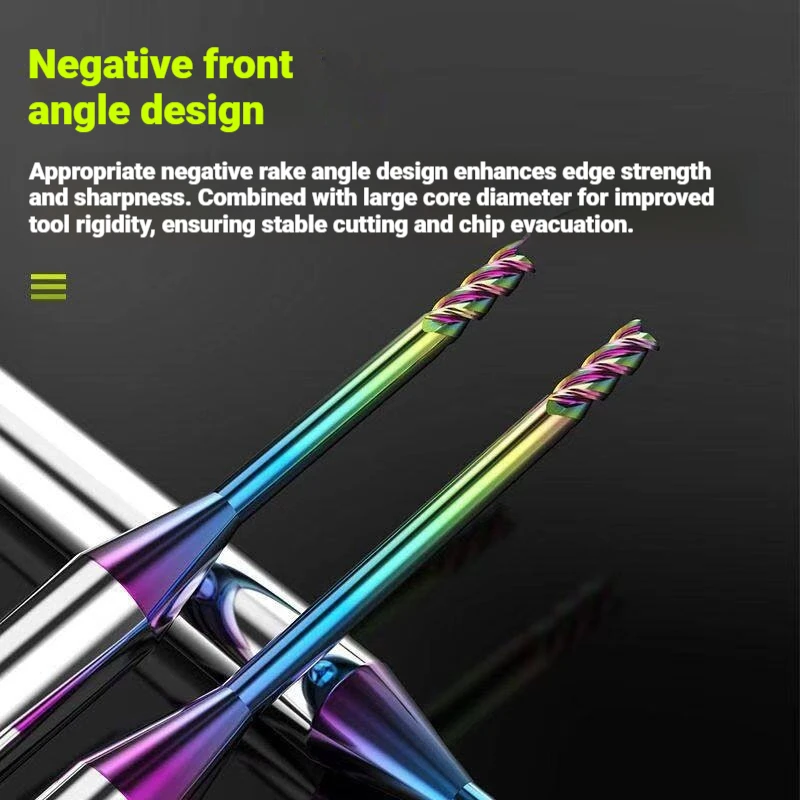 DLC Colorful Coating 3 Flute 1mm 1.5 3mm Tungsten Steel Deep Groove Aluminum Milling Cutter CNC Router Woodworking Tools
DLC Colorful Coating 3 Flute 1mm 1.5 3mm Tungsten Steel Deep Groove Aluminum Milling Cutter CNC Router Woodworking Tools