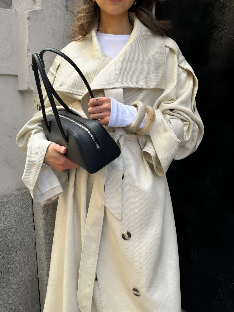 Solid Stand Collar Long Women Trench Coat Casual Double Breasted Full Sleeve Loose Windbreaker 2025 Lady Daily Commute Outerwear
Solid Stand Collar Long Women Trench Coat Casual Double Breasted Full Sleeve Loose Windbreaker 2025 Lady Daily Commute Outerwear