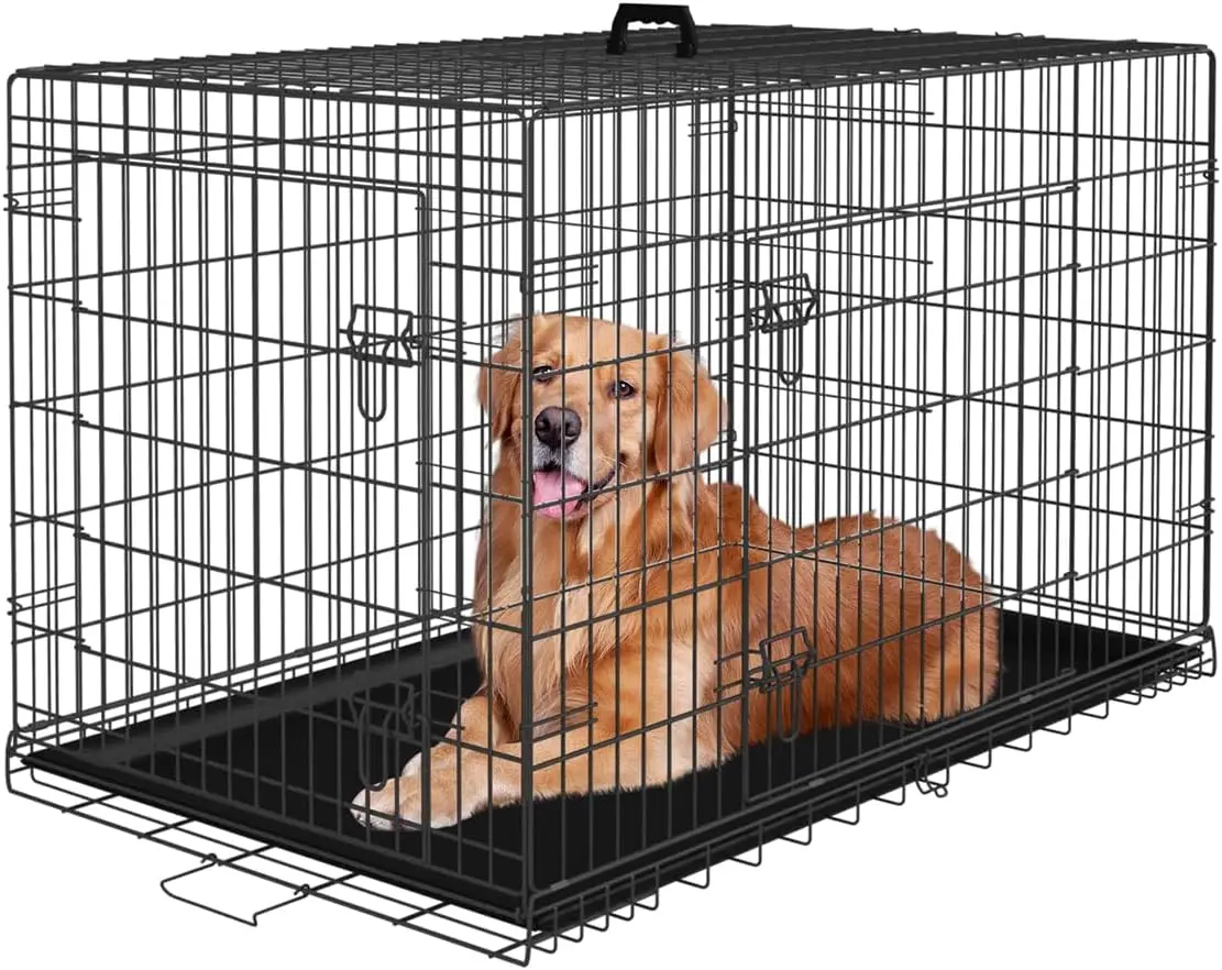 Large Dog Crate Kennel for Medium Large Dogs, Metal Cage Double-Door Folding Travel Indoor Outdoor Puppy Playpen with Divider and Tray (48 Inch, Black)
Large Dog Crate Kennel for Medium Large Dogs, Metal Cage Double-Door Folding Travel Indoor Outdoor Puppy Playpen with Divider and Tray (48 Inch, Black)