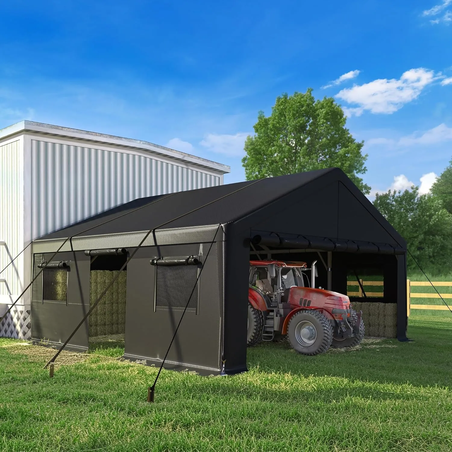 20x20 Heavy Duty Metal Carport with Side-Opening Doors & Roll-Up Windows for Outdoor Vehicle Shelter, Custom
20x20 Heavy Duty Metal Carport with Side-Opening Doors & Roll-Up Windows for Outdoor Vehicle Shelter, Custom