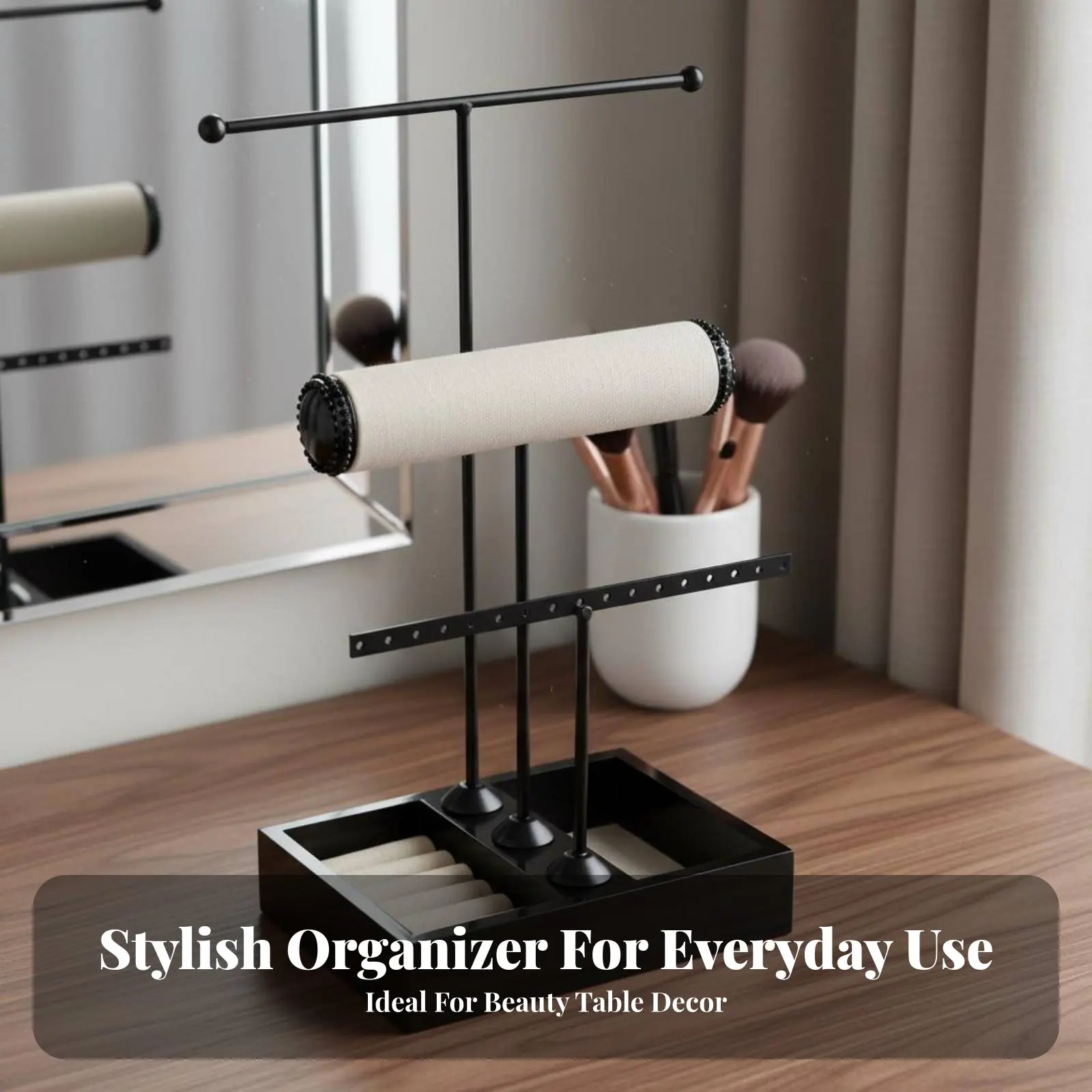 Crossbar Jewelry Stand Multi-Functional Crossbar Jewelry Tree with Tray Necklace Earring Bracelet Holder Space-Saving for Closet
Crossbar Jewelry Stand Multi-Functional Crossbar Jewelry Tree with Tray Necklace Earring Bracelet Holder Space-Saving for Closet