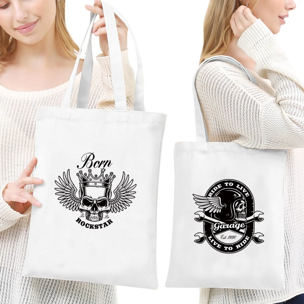 Shopping Bags Women Canvas Shoulder Bag Reusable Ladies Skull Pattern Handbags Casual Tote Grocery Storage Bag for Girls
Shopping Bags Women Canvas Shoulder Bag Reusable Ladies Skull Pattern Handbags Casual Tote Grocery Storage Bag for Girls
